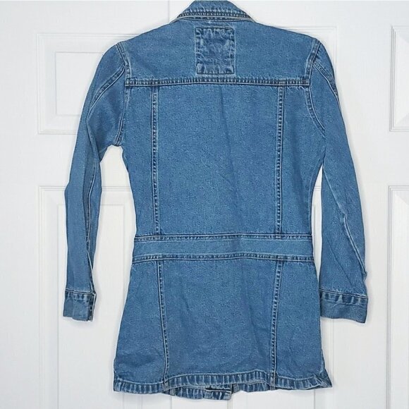 𝅺vintage LONG FITTED DENIM JEAN JACKET - Picture 4 of 4